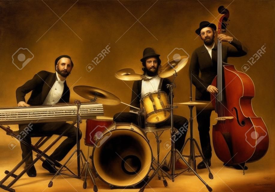Gruppe von Musikern Instrumente spielen