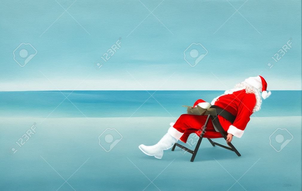 해변에서 산타