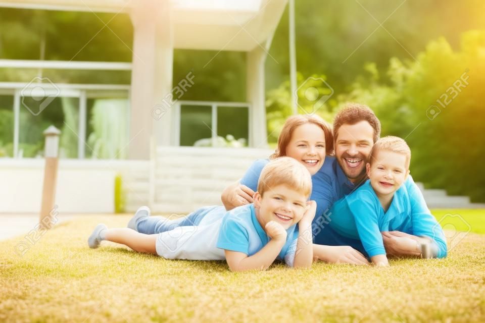Happy family in a garden