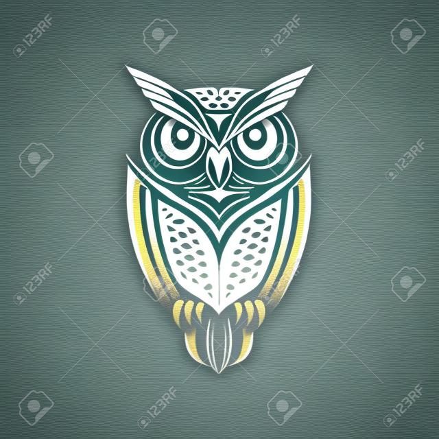 design de logotipo tribal de coruja