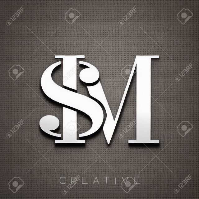 sm logotipo design vector ícone símbolo luxo