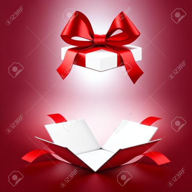 Geöffneter Geschenkkasten über weißem Hintergrund 3D-Darstellung
