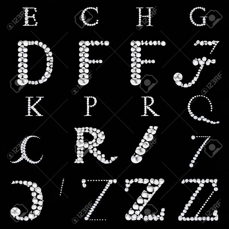 Diamante alfabeto, las letras de la A a la Z,