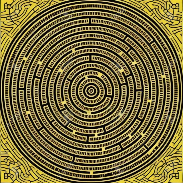 Maze labyrint. Vector illustratie van ronde labyrint met een aantal verkeerde manieren