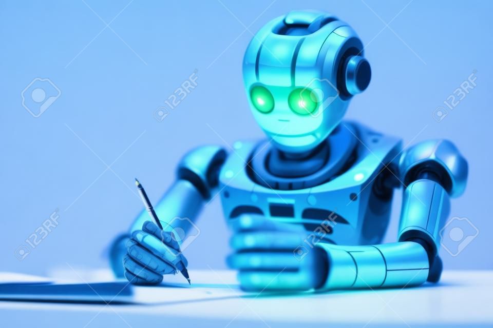 紙にペンで答えを書くChatgptボット、生成的AI