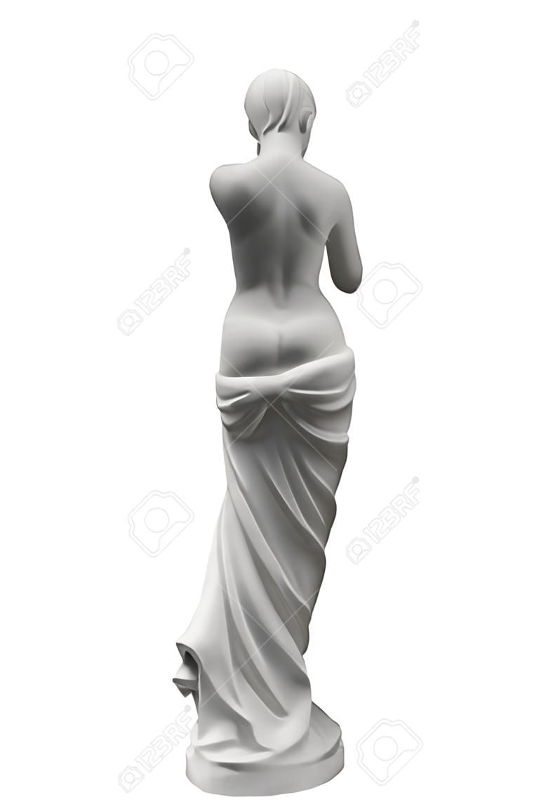 Statue of a woman look back isolated on white background.