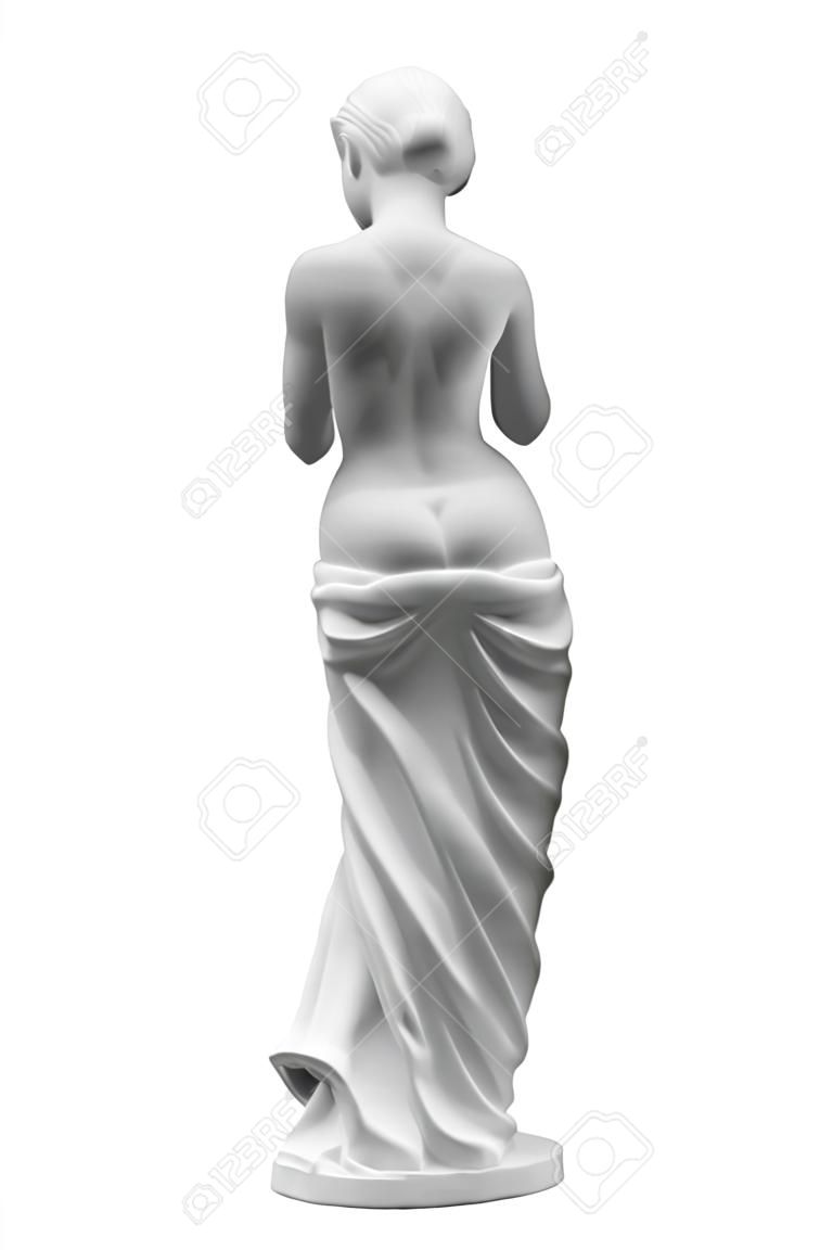 Statue d'une femme look back isolé sur fond blanc.