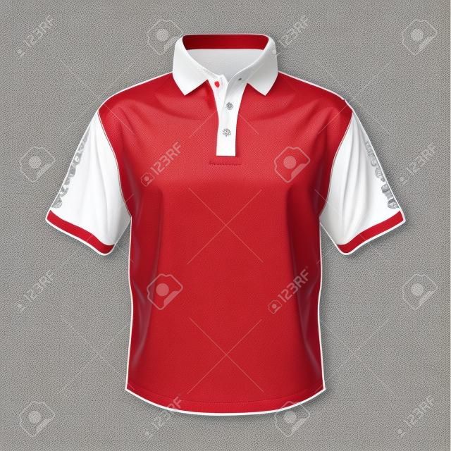 Blanco polo shirt de diseño con cuello rojo