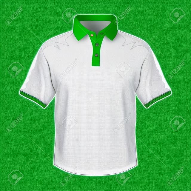 White polo shirt design with green collar