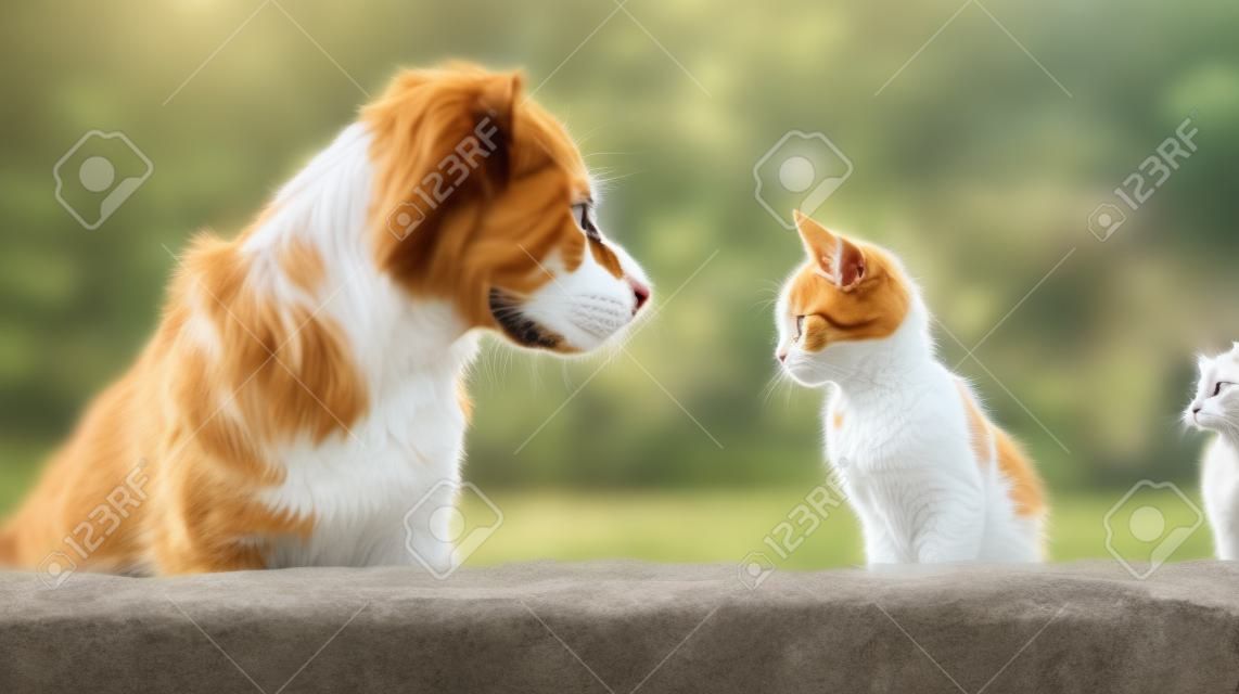 Een kat en een hond samen. het concept van vriendschap tussen verschillende soorten. generatieve ai