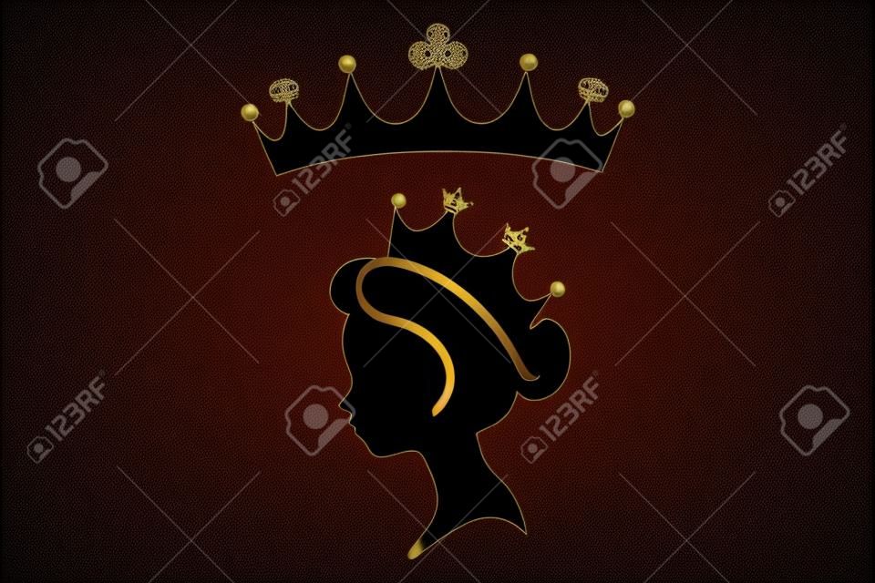 Silhouettes queen crowns set Illustration vector design collection