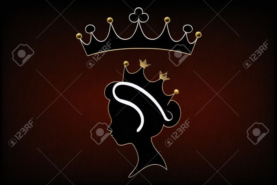 Silhouettes queen crowns set Illustration vector design collection