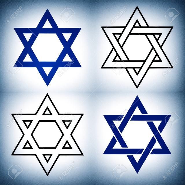 vector blue star of david symbol isolated on white