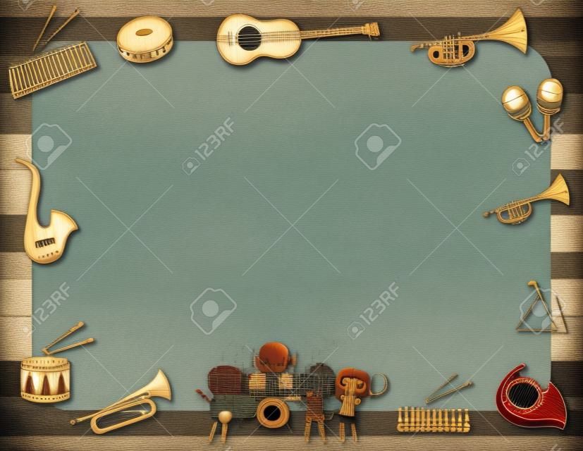 Border template with musical instruments illustration