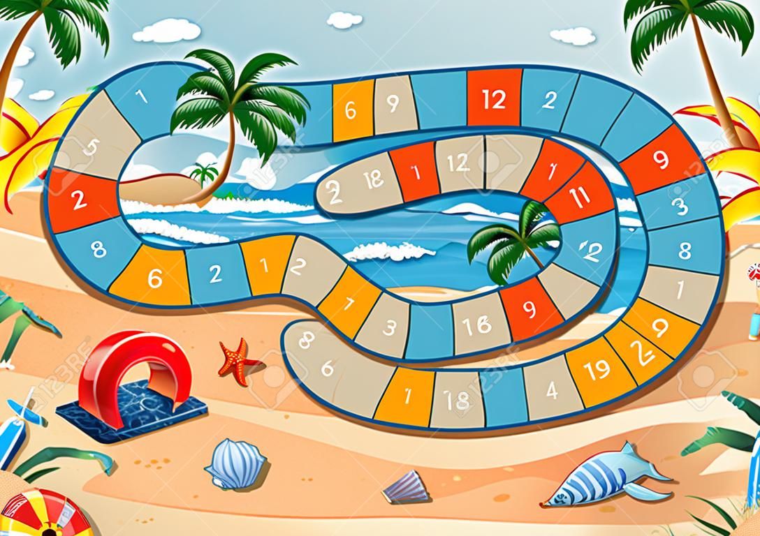 Summer beach board game template illustration