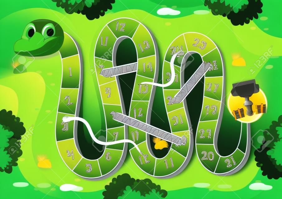 Ilustración de plantilla de juego de escalera de serpiente