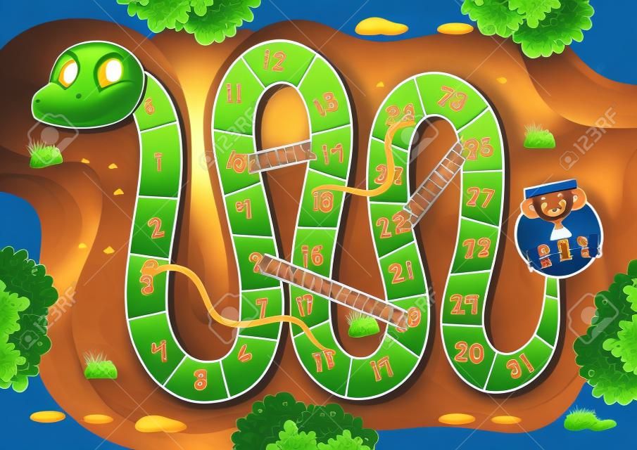 Snake ladder game template illustration