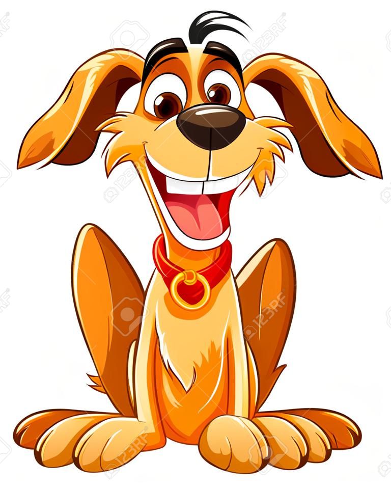Ilustración de dibujos animados lindo perro loco juguetón
