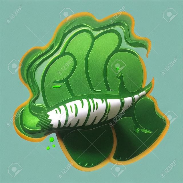 Cartoon Hand Holding Marijuana Weed Blatt Pot Joint