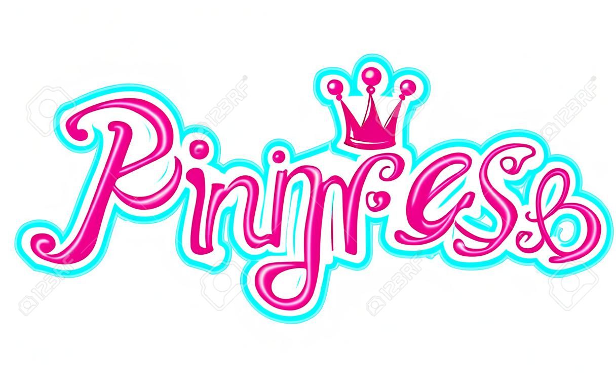 Różowa Girly Princess Logo Tekst Graficzny Z Koroną