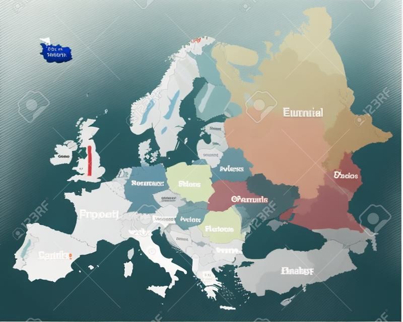 Mapa político de alta definición de Europa del vector