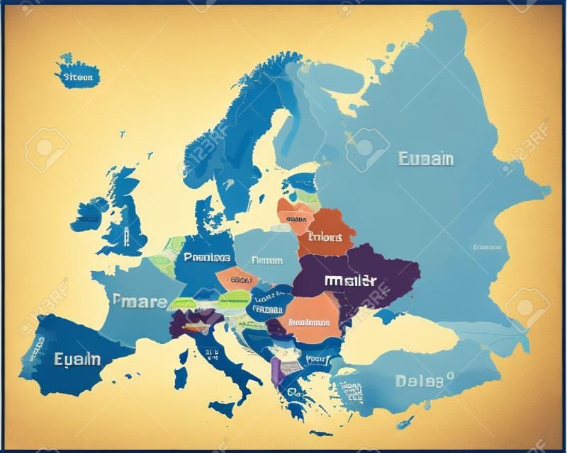 Mapa político de alta definición de Europa del vector