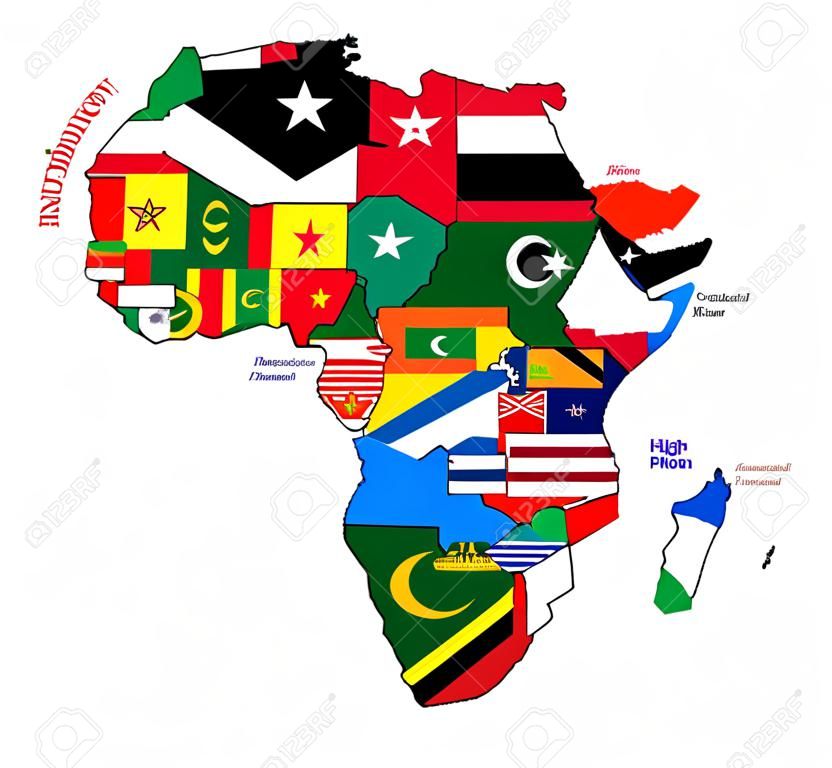 vector political map of Africa with all country flags