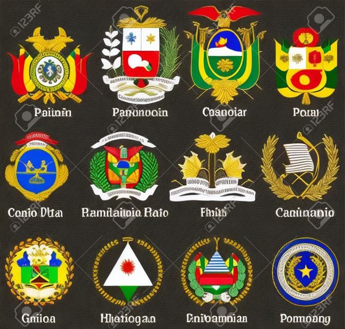 Coat of arms icons of Central and South American countries