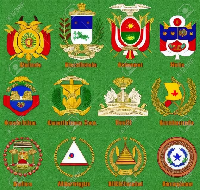 Coat of arms icons of Central and South American countries