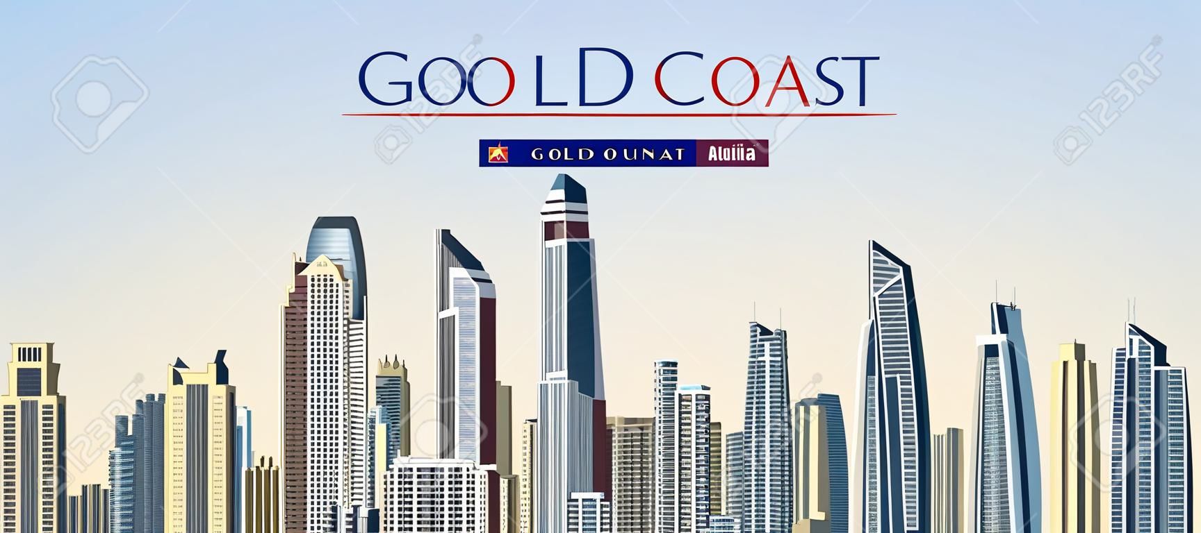 Vector illustration of the city of Gold Coast.