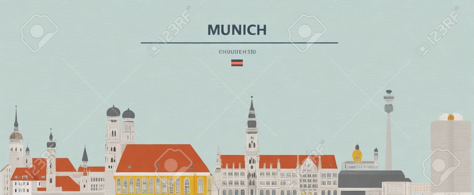 Illustration der Stadtsilhouette von München