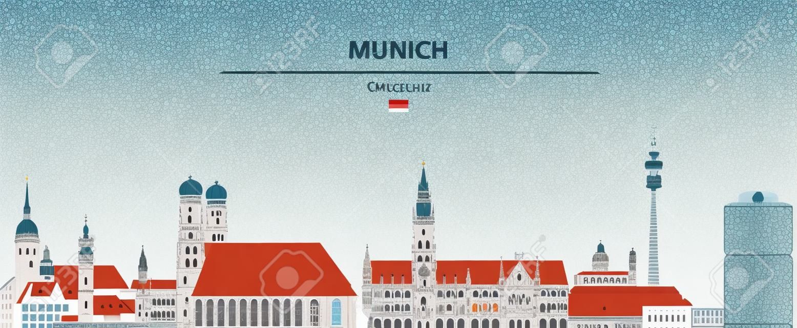 Illustration der Stadtsilhouette von München