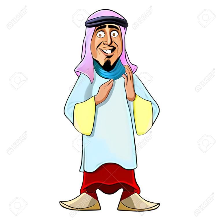 l'homme de dessin animé dans les vêtements arabes