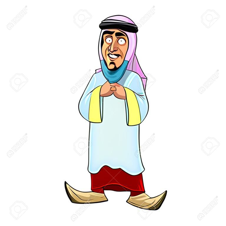 l'homme de dessin animé dans les vêtements arabes