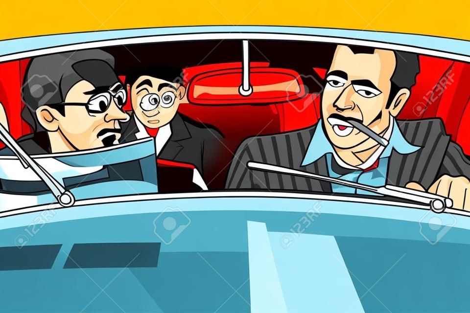 gangster cartone animato di sesso maschile in macchina