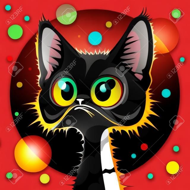 мультфильм милый глазастые черная кошка