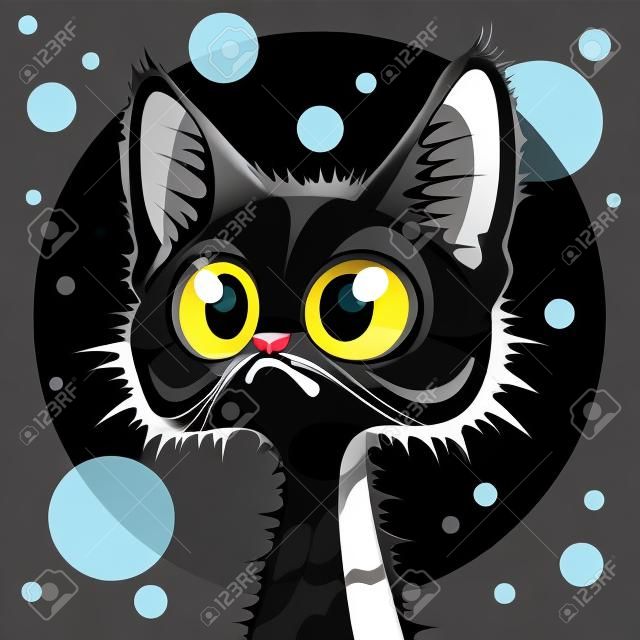 cartone animato cute big-eyed gatto nero