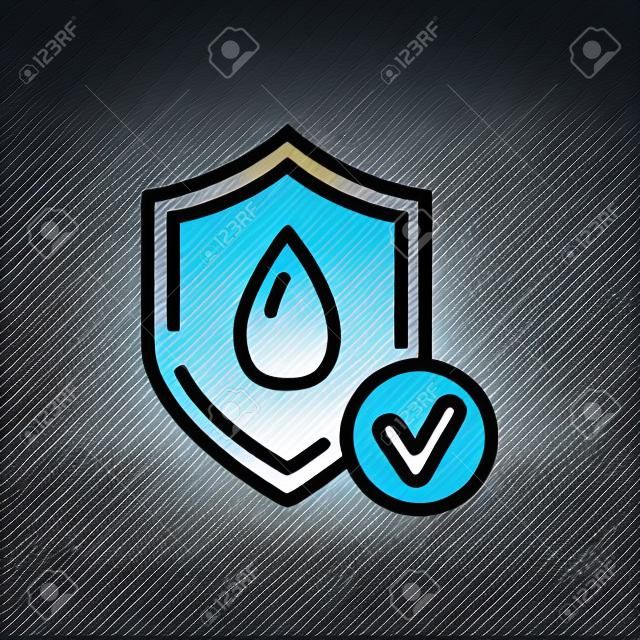 Wet protection thin line icon. Water, dry, shield isolated sign. Comfort and sleeping concept. Vector illustration symbol element for web design and apps