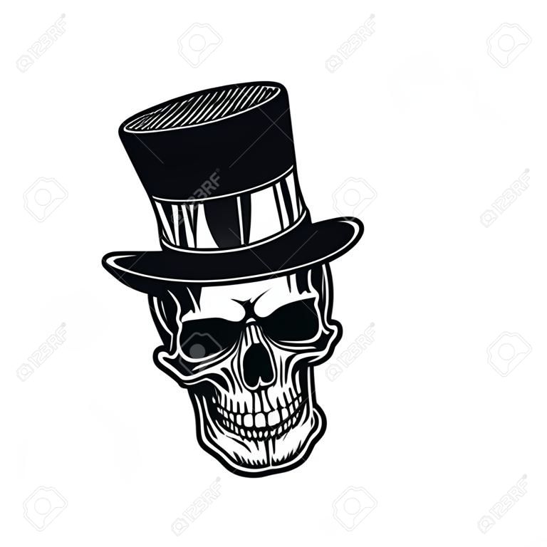 Skull in top hat vector illustration