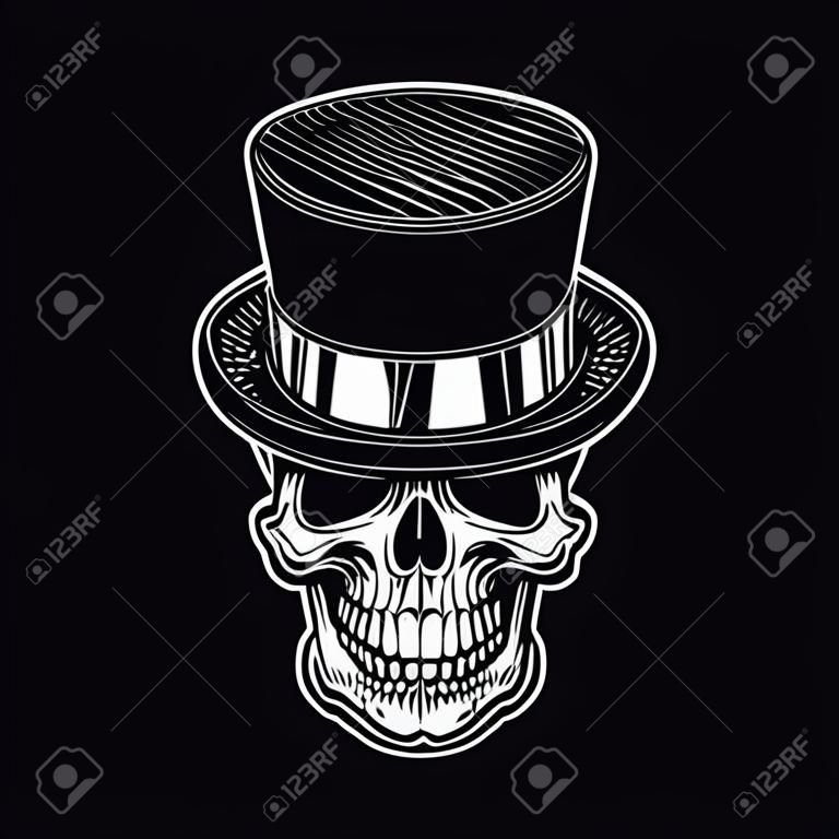Skull in top hat vector illustration