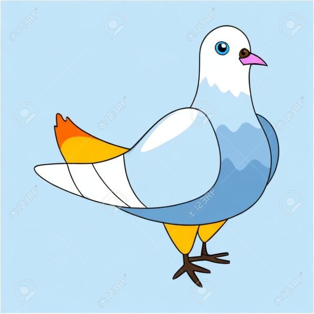 Charming dove. Breeding domestic pigeons. Cartoon vector isolated on white background
