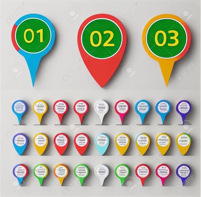 Map markers with numbers