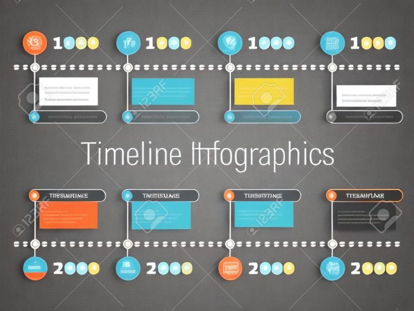 Yatay timeline Infographics tasarım şablonu