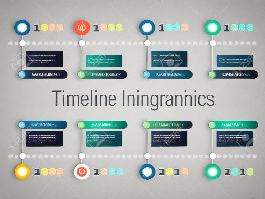 Yatay timeline Infographics tasarım şablonu