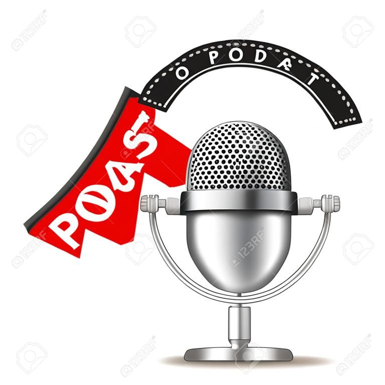 Microphone with Podcast Banner