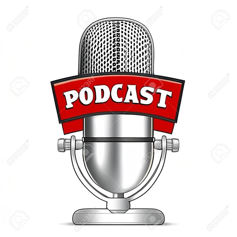 Microfoon met Podcast Banner