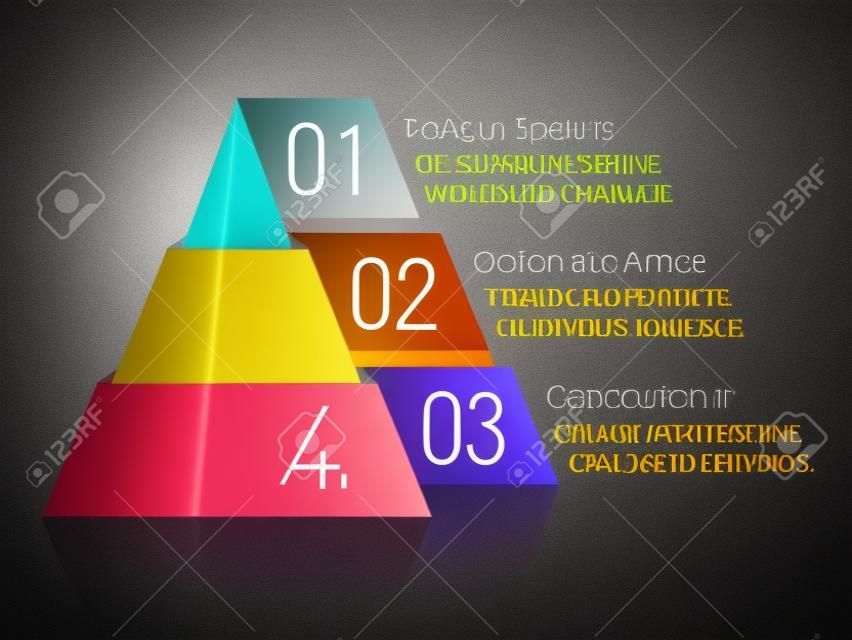3 개의 세그먼트가있는 피라미드 형 차트