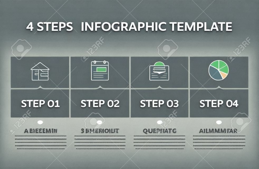 Infographic template with 4 steps, workflow, process chart