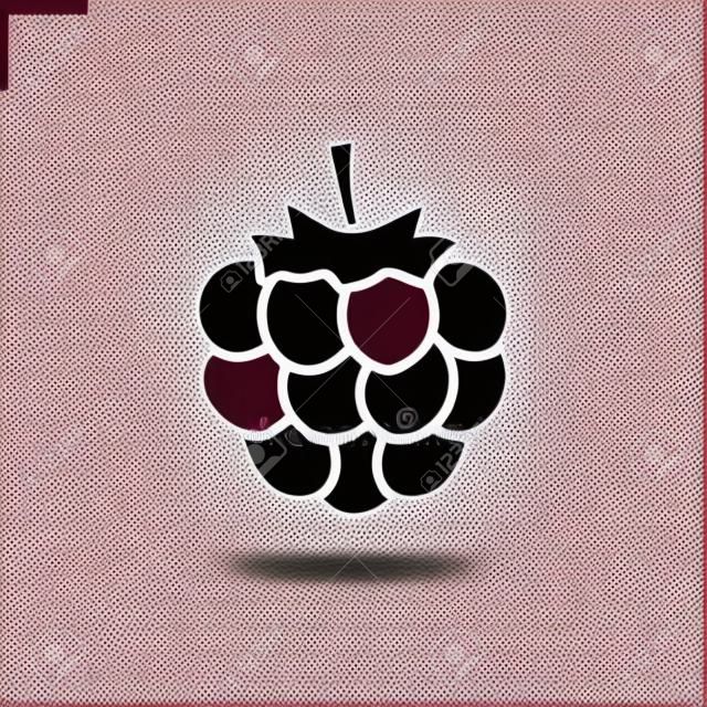 Raspberry icon. Drop shadow blackberry silhouette symbol. Raspberry berry. Vector isolated illustration