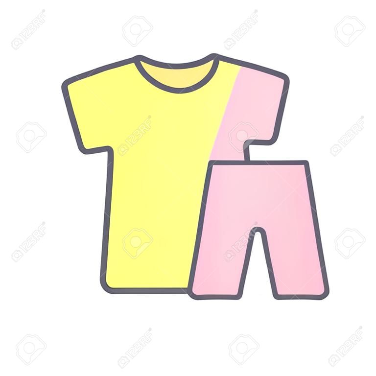 Pajamas color icon. Nightwear. Shorts and t-shirt. Isolated vector illustration